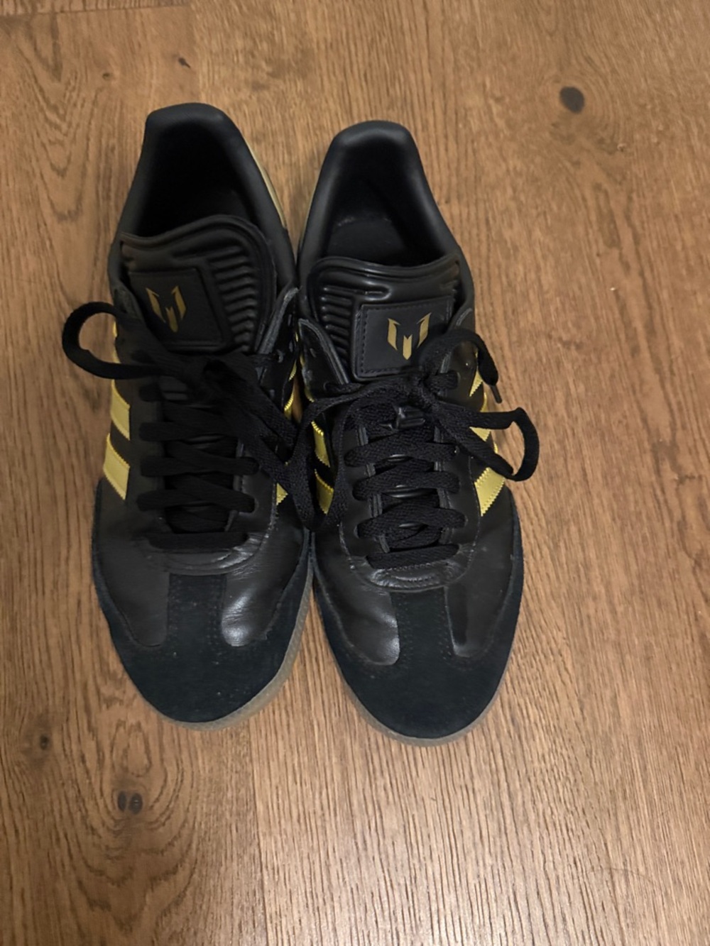 adidas Samba Black with Gold Accent Sneakers. - Picture 2 of 5